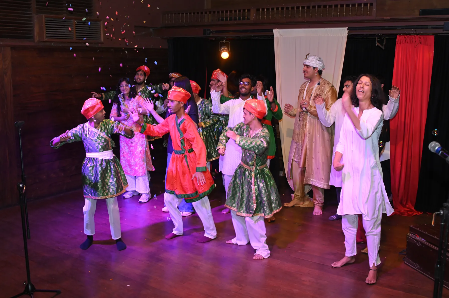 The Junoon cast dancing under confetti at Akshara Theatre