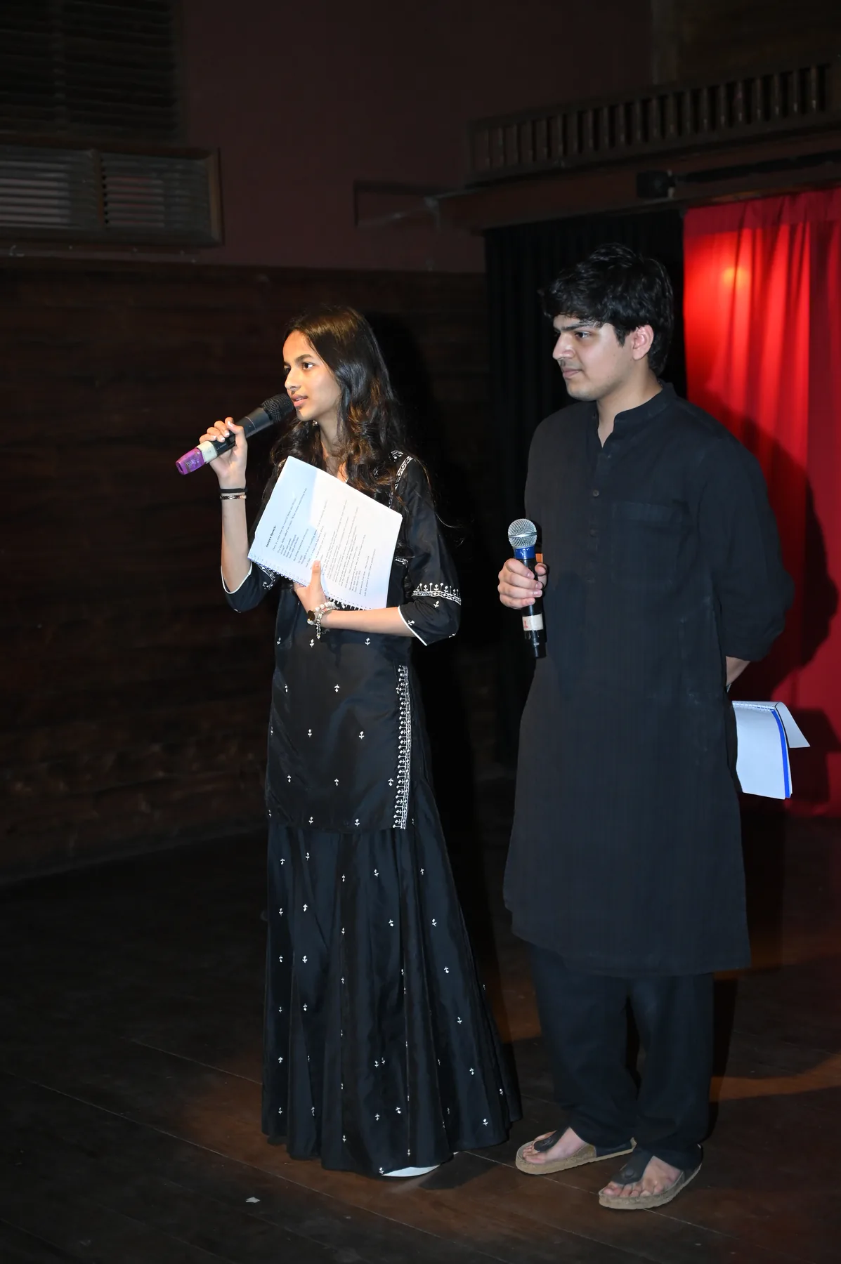 Aanya Jain on stage with a co-host at Project Junoon