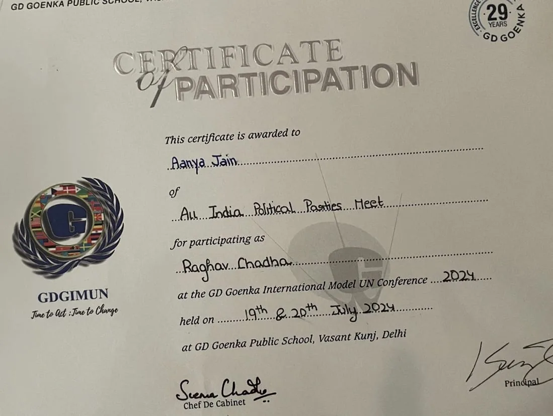 GDGIMUN certificate